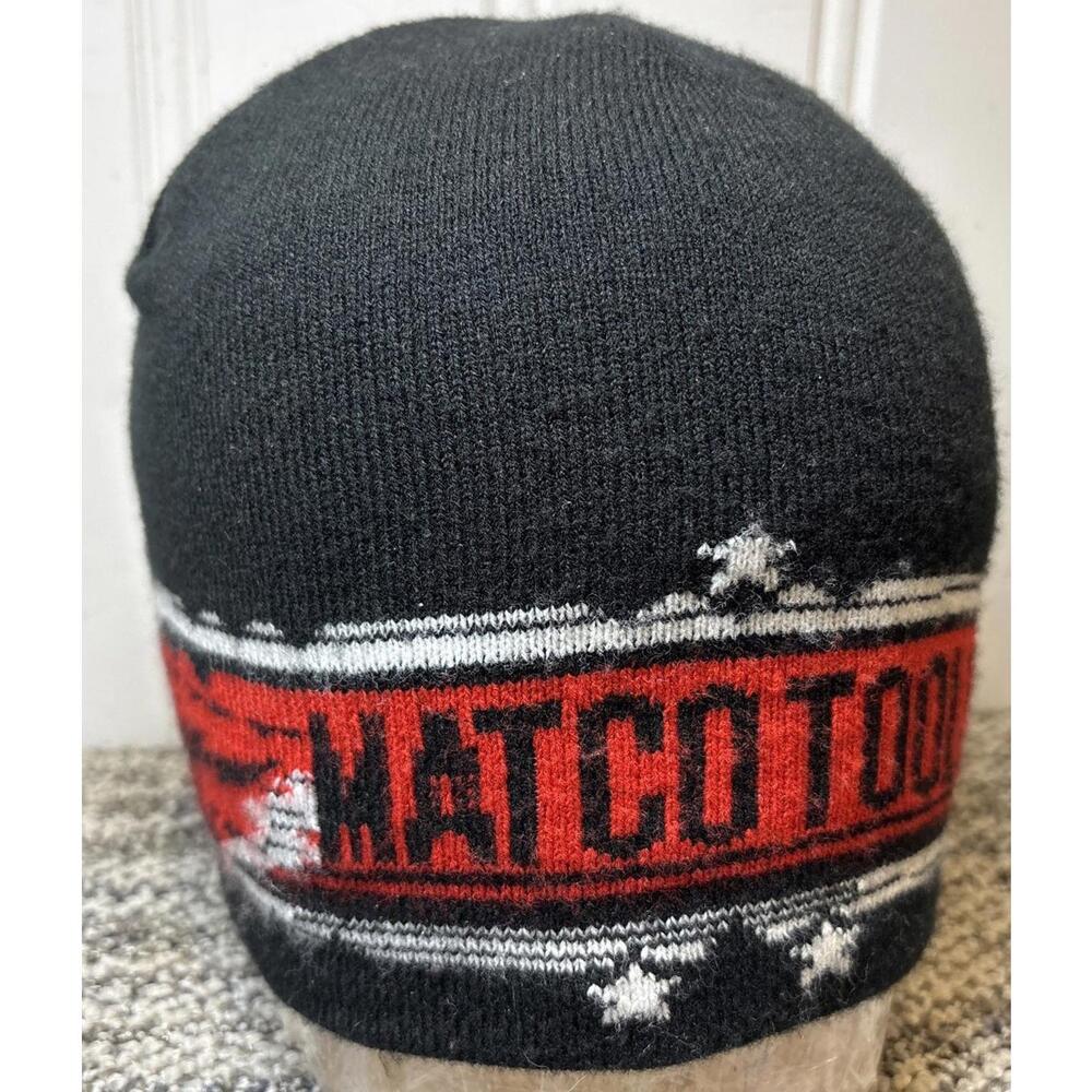 Matco Tools Logo Knit Skull Cap Beanie Hat Black, Red & White Design Great Con.